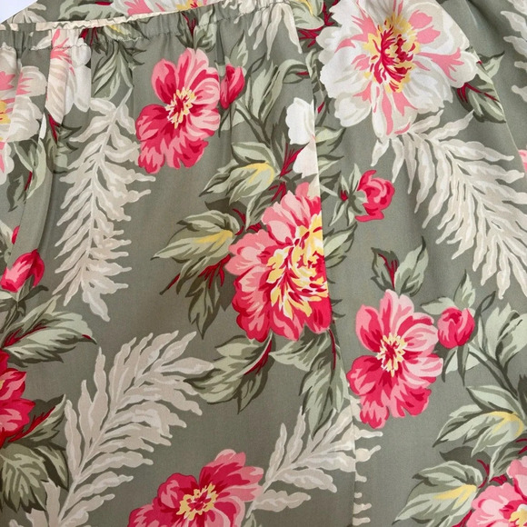 Jones New York Hawaiian Tropical Floral Print 100% Silk Midi Skirt Green 3X NWT - Picture 4 of 9